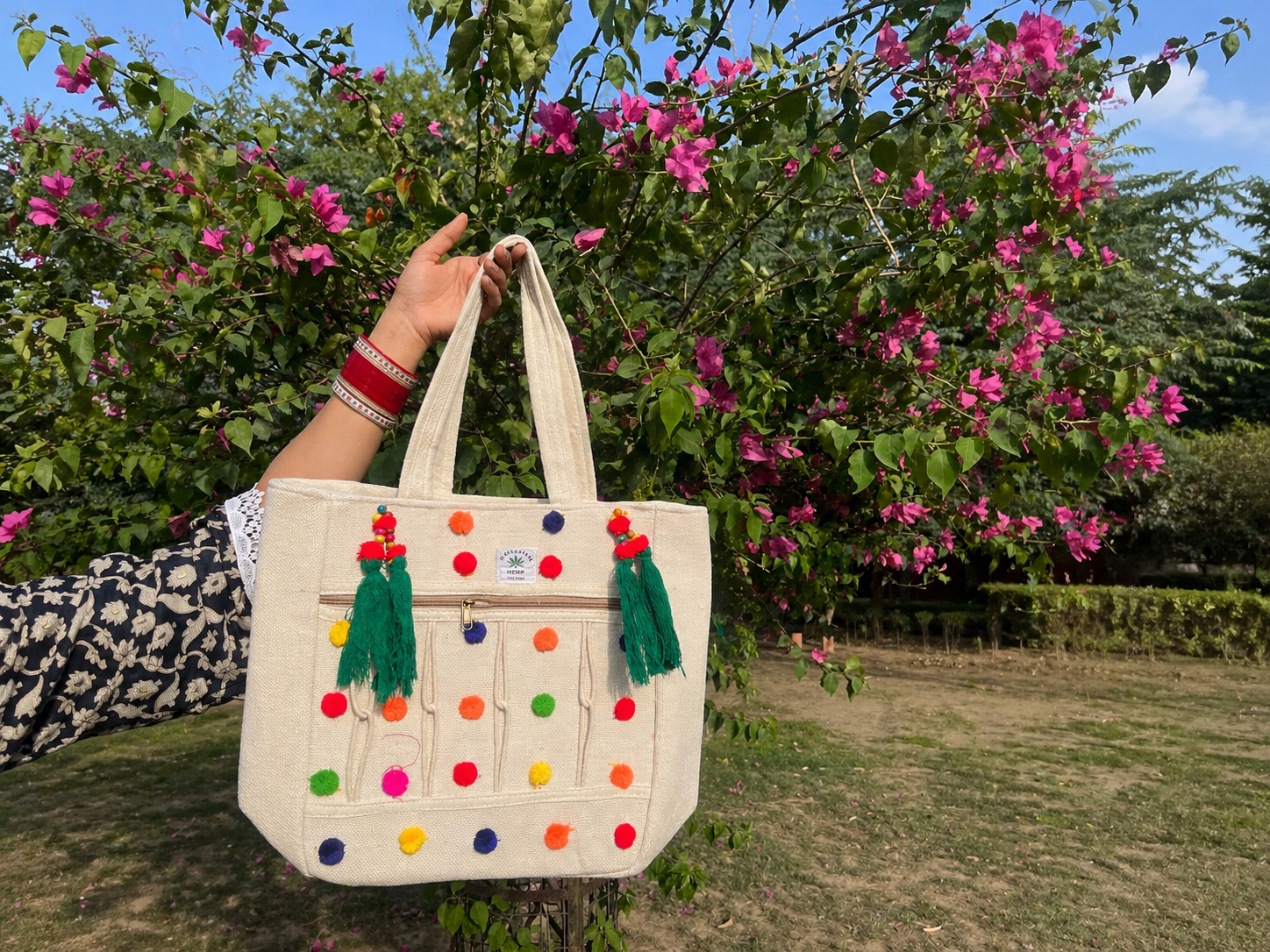 Hemp Tote Bags India — natural handcrafted hemp tote bag from Sparsh Yog Delhi
